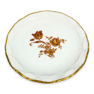 Vintage Limoges France Dessert Salad Plate White Scalloped Gold Rose Center